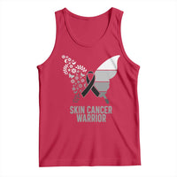 Floral Butterfly Melanoma Awarenes Tank Top Black Ribbon Warrior Support Gift