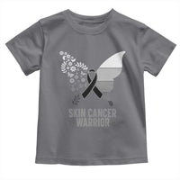 Floral Butterfly Melanoma Awarenes Toddler T Shirt Black Ribbon Warrior Support Gift