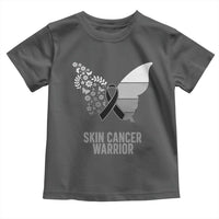 Floral Butterfly Melanoma Awarenes Toddler T Shirt Black Ribbon Warrior Support Gift