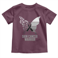 Floral Butterfly Melanoma Awarenes Toddler T Shirt Black Ribbon Warrior Support Gift