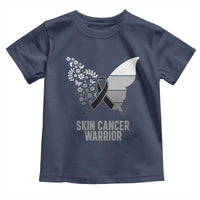 Floral Butterfly Melanoma Awarenes Toddler T Shirt Black Ribbon Warrior Support Gift
