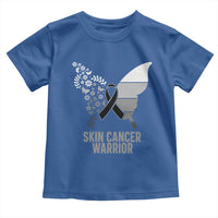 Floral Butterfly Melanoma Awarenes Toddler T Shirt Black Ribbon Warrior Support Gift