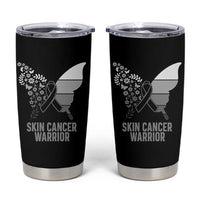 Floral Butterfly Melanoma Awarenes Tumbler Cup Black Ribbon Warrior Support Gift