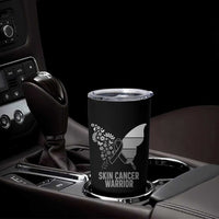 Floral Butterfly Melanoma Awarenes Tumbler Cup Black Ribbon Warrior Support Gift