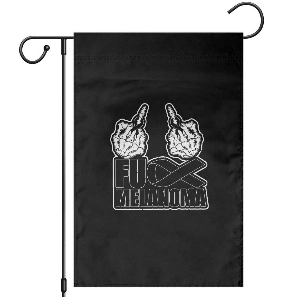 Fuck Melanoma Garden Flag Skeleton Hand Black Ribbon Awareness