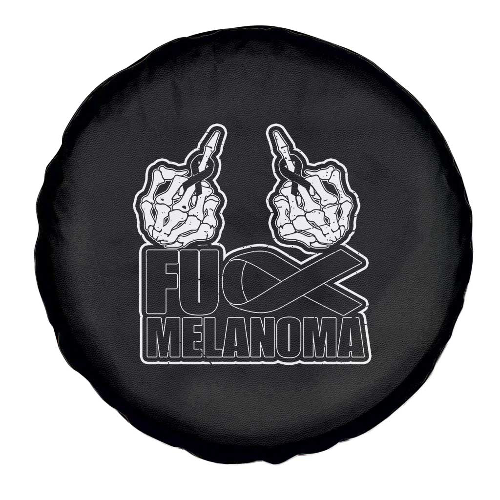 Fuck Melanoma Spare Tire Cover Skeleton Hand Black Ribbon Awareness