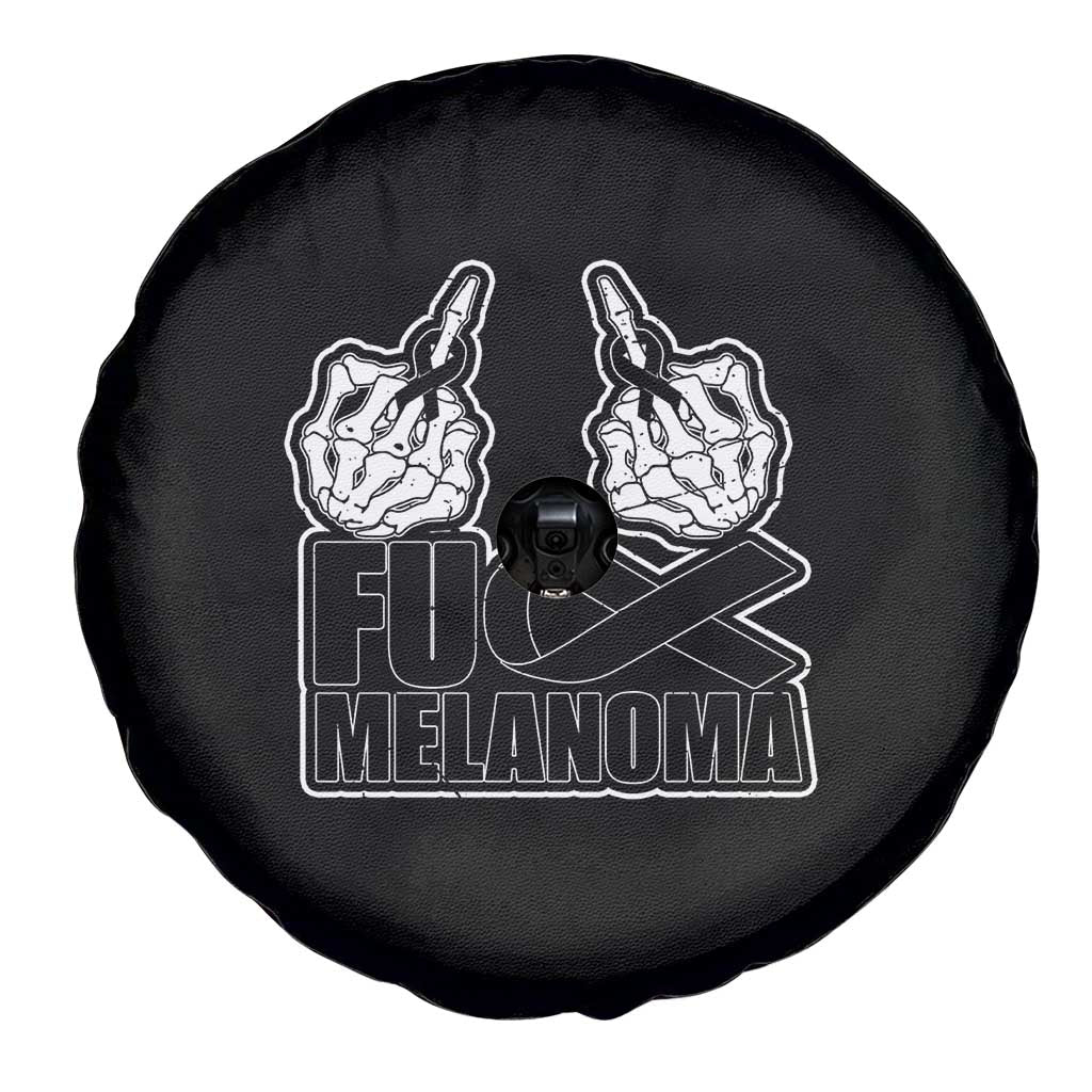 Fuck Melanoma Spare Tire Cover Skeleton Hand Black Ribbon Awareness