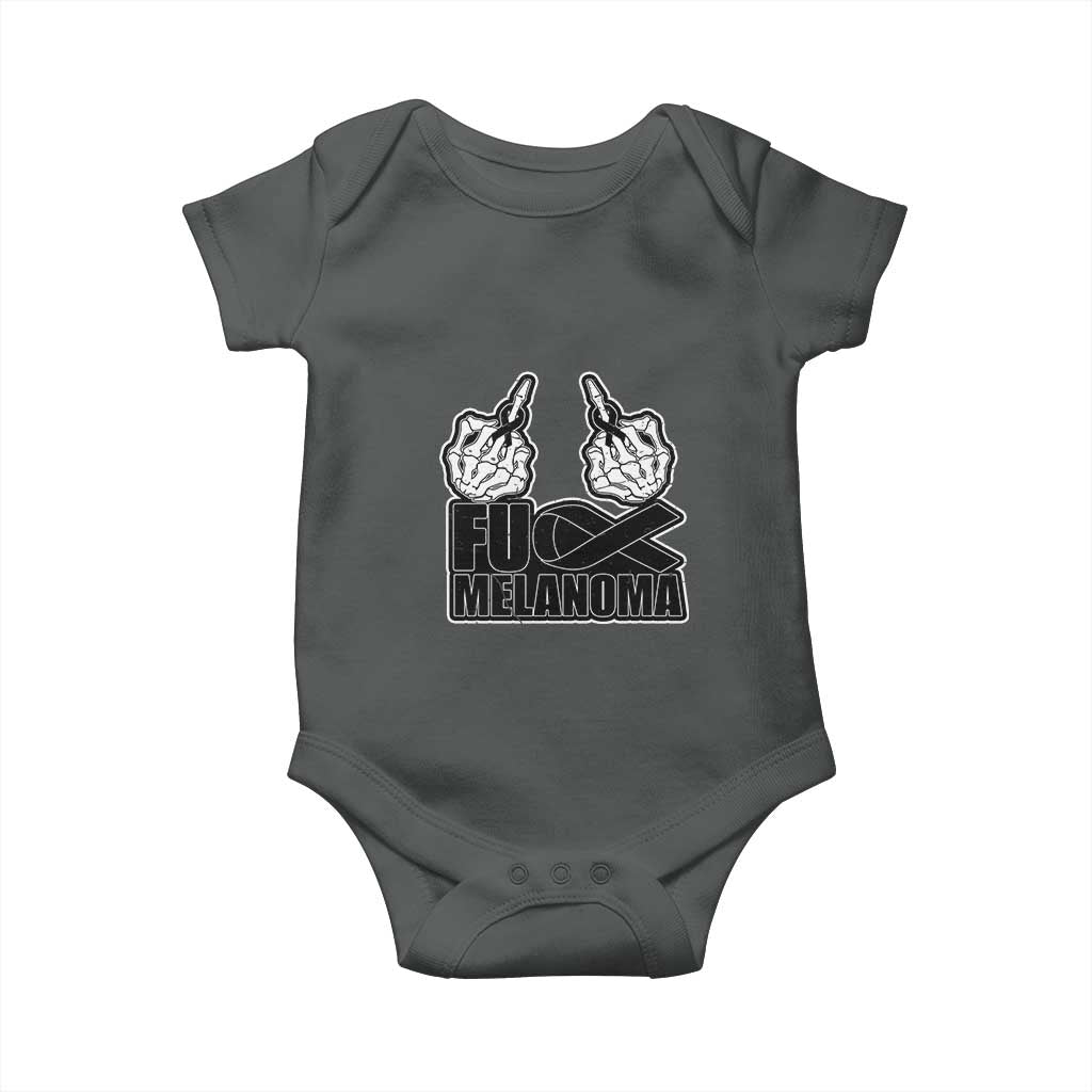 Fuck Melanoma Baby Onesie Skeleton Hand Black Ribbon Awareness