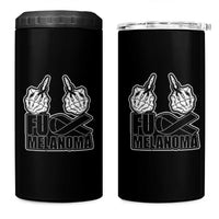 Fuck Melanoma 4 in 1 Can Cooler Tumbler Skeleton Hand Black Ribbon Awareness