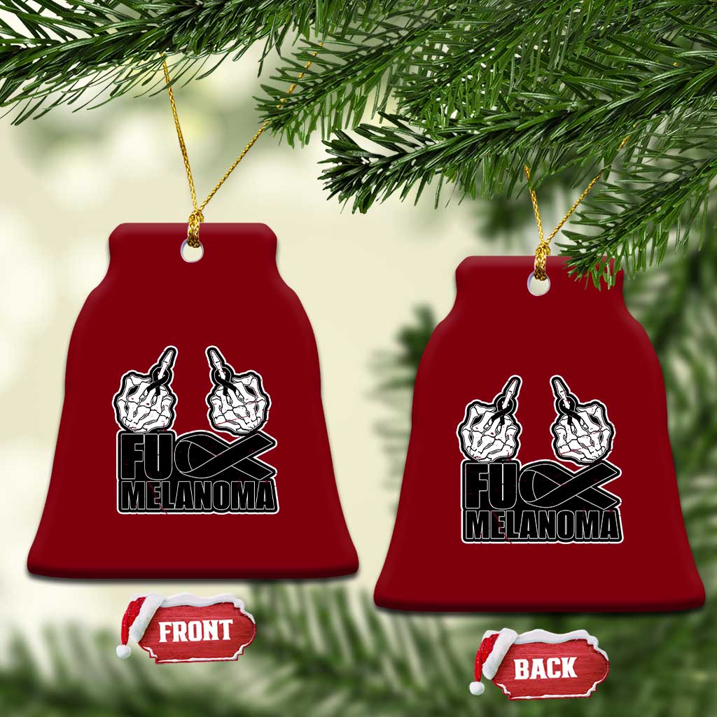 Fuck Melanoma Ceramic Ornament Skeleton Hand Black Ribbon Awareness