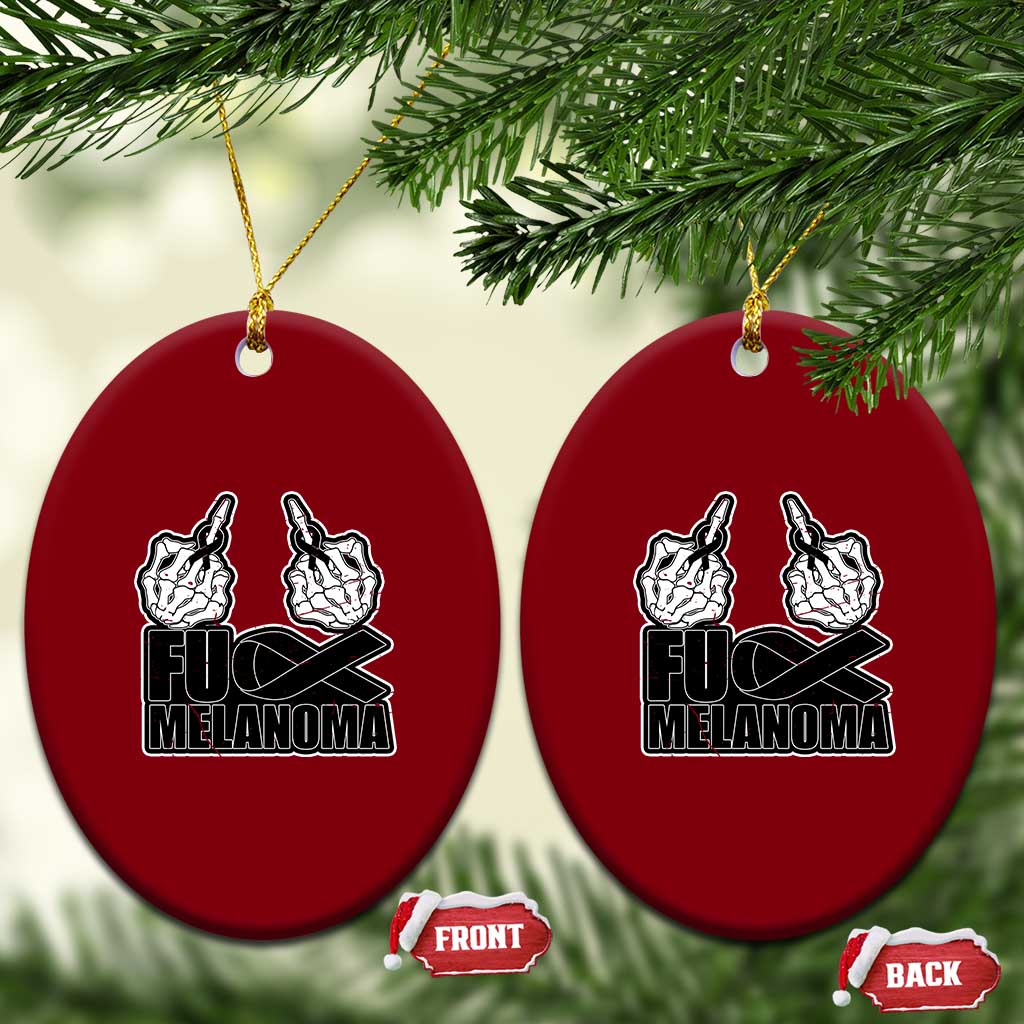 Fuck Melanoma Ceramic Ornament Skeleton Hand Black Ribbon Awareness