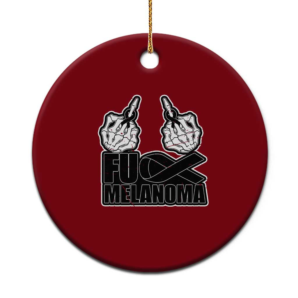 Fuck Melanoma Ceramic Ornament Skeleton Hand Black Ribbon Awareness