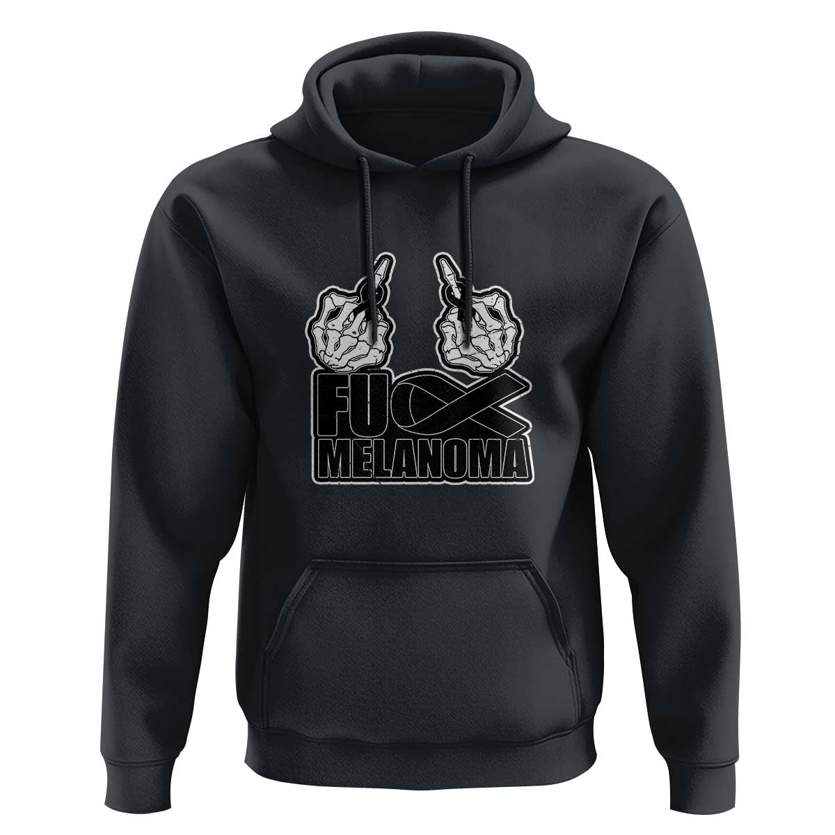 Fuck Melanoma Hoodie Skeleton Hand Black Ribbon Awareness