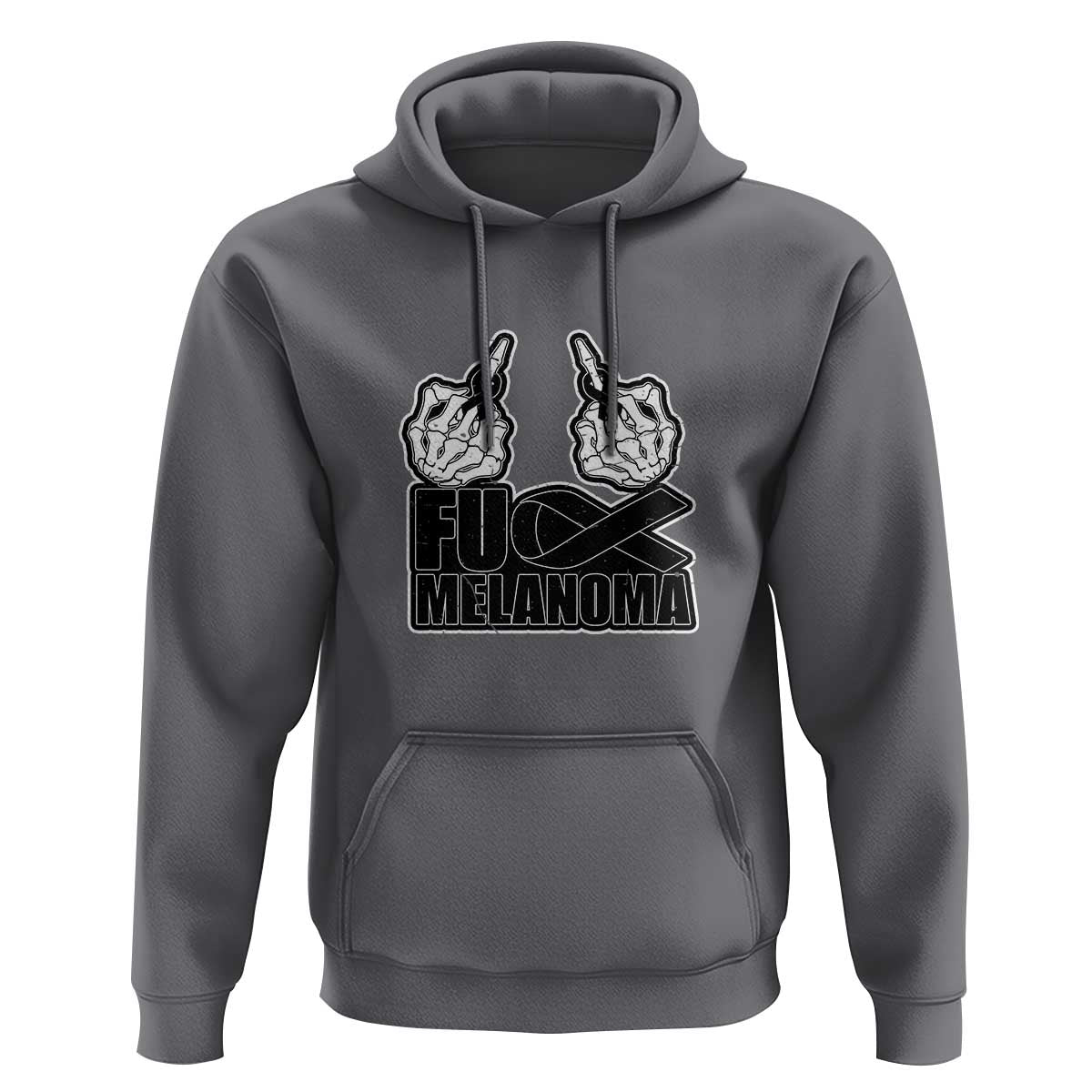 Fuck Melanoma Hoodie Skeleton Hand Black Ribbon Awareness
