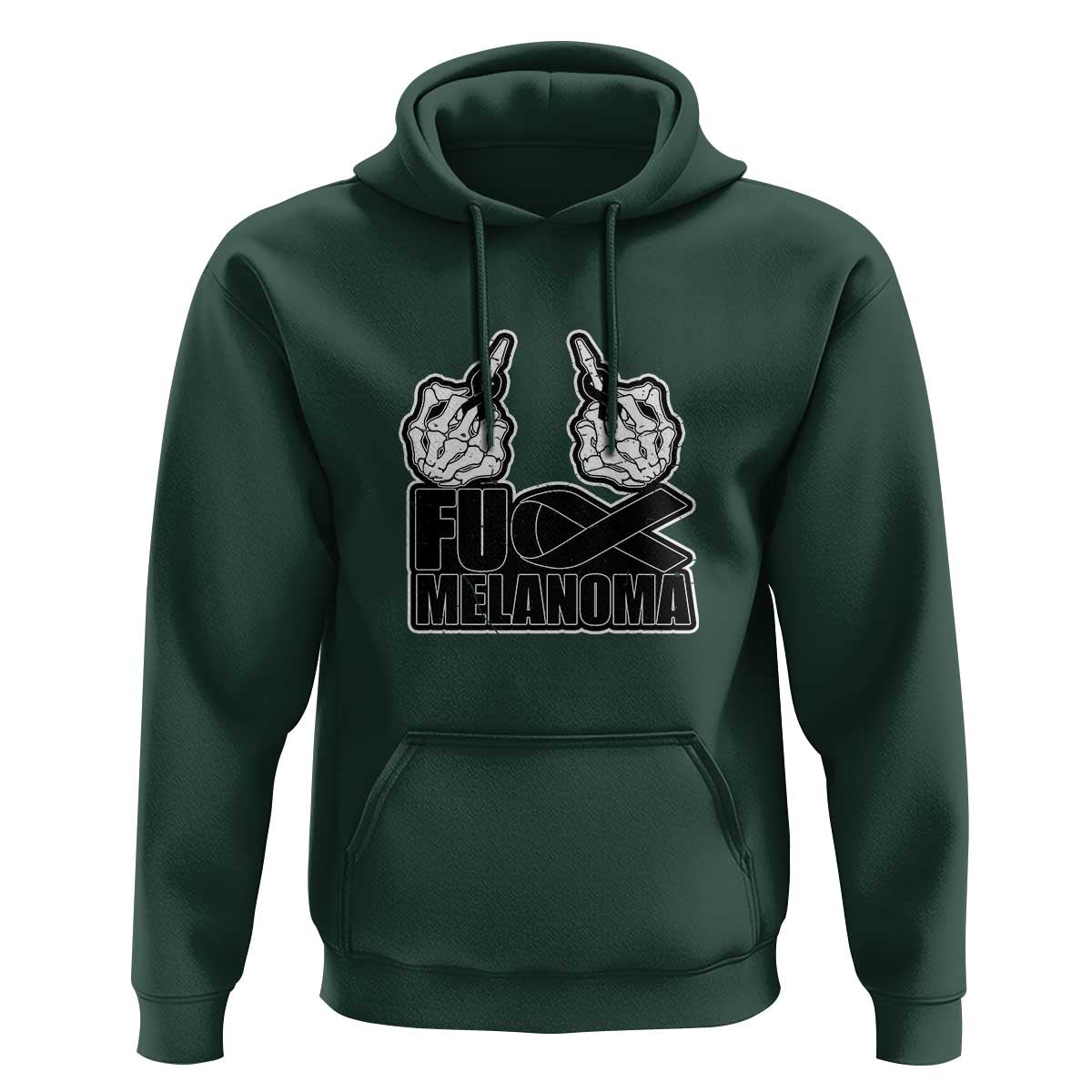 Fuck Melanoma Hoodie Skeleton Hand Black Ribbon Awareness