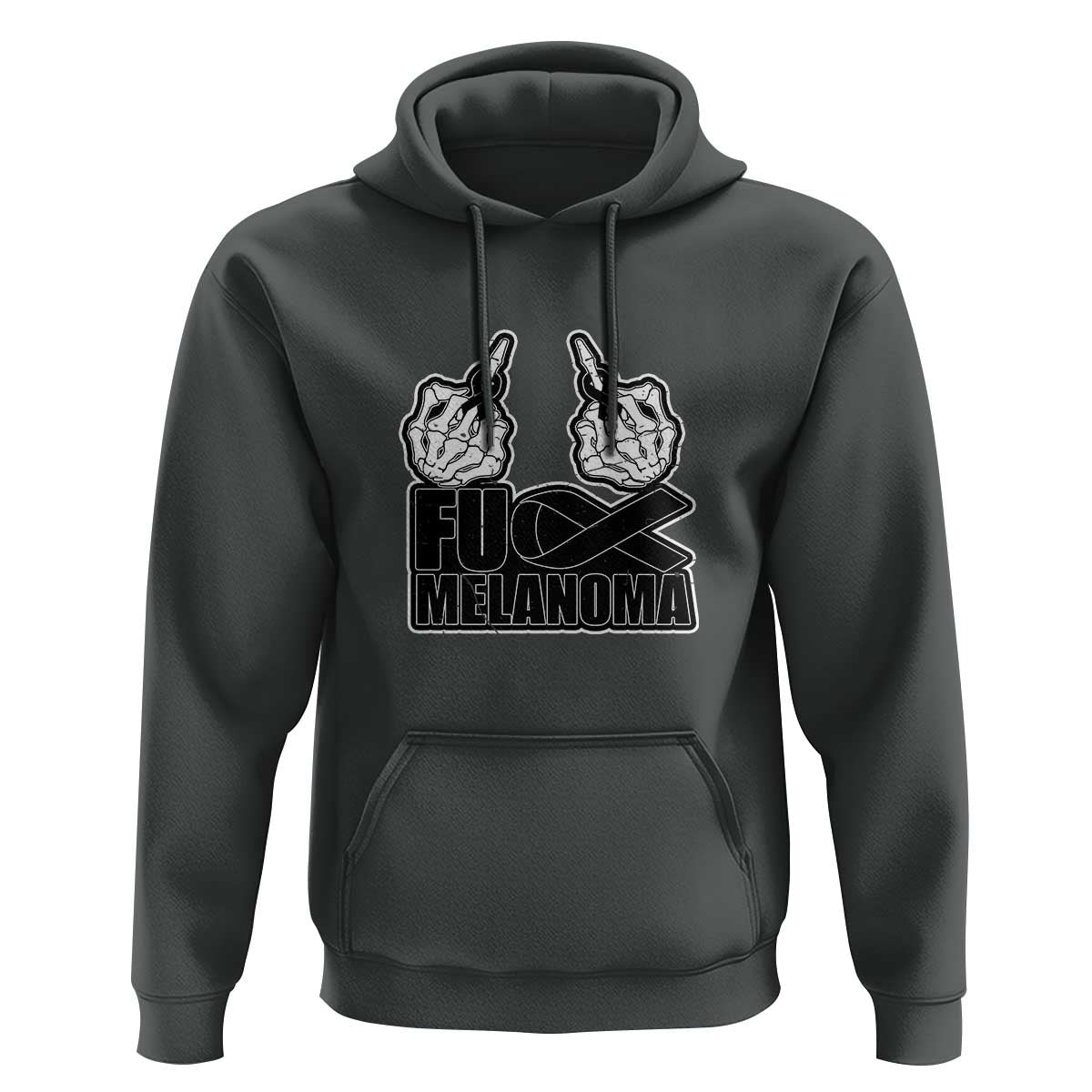 Fuck Melanoma Hoodie Skeleton Hand Black Ribbon Awareness