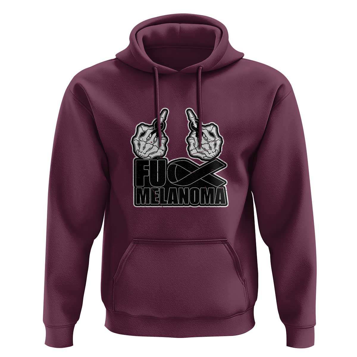 Fuck Melanoma Hoodie Skeleton Hand Black Ribbon Awareness