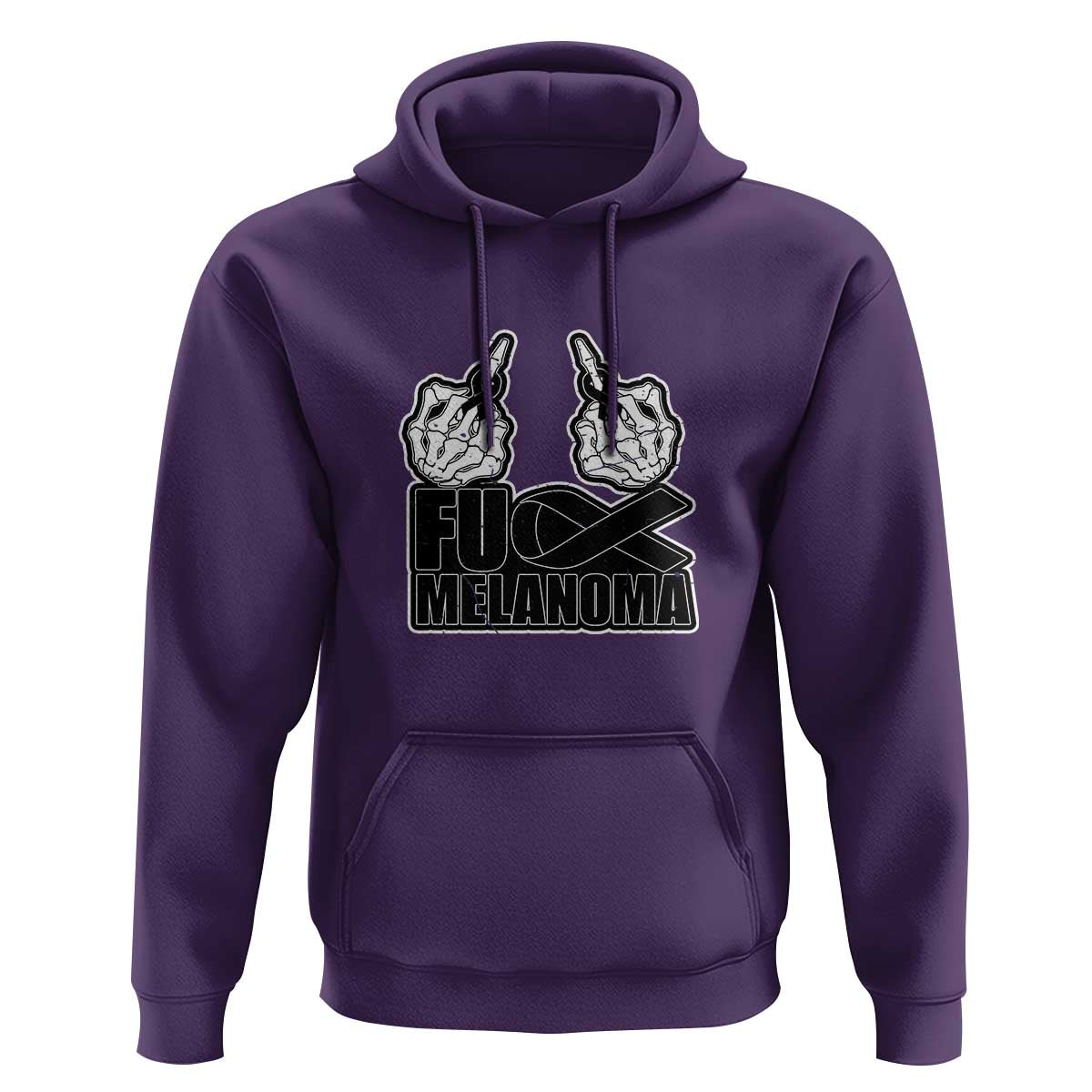 Fuck Melanoma Hoodie Skeleton Hand Black Ribbon Awareness