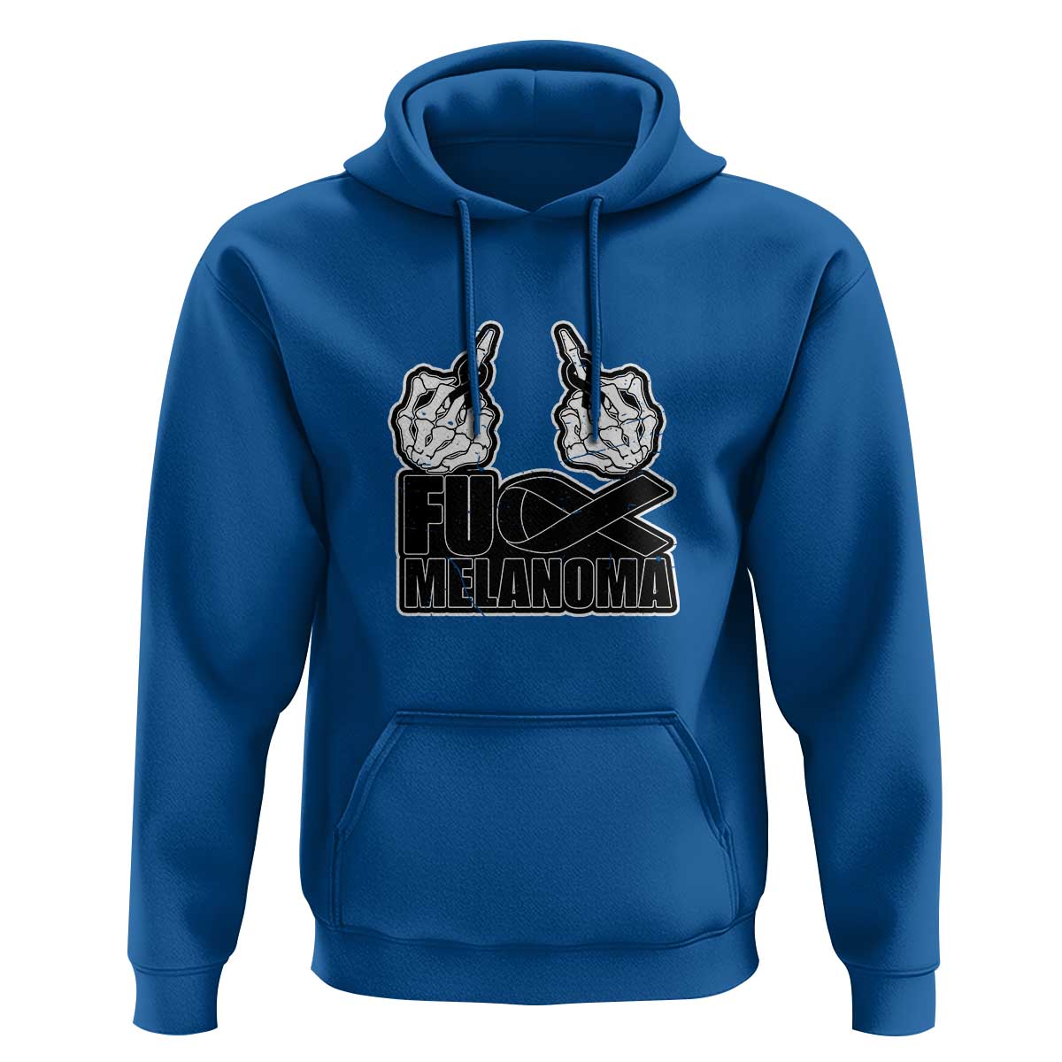 Fuck Melanoma Hoodie Skeleton Hand Black Ribbon Awareness