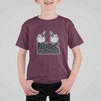 Fuck Melanoma T Shirt For Kid Skeleton Hand Black Ribbon Awareness