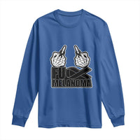 Fuck Melanoma Long Sleeve Shirt Skeleton Hand Black Ribbon Awareness