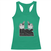Fuck Melanoma Racerback Tank Top Skeleton Hand Black Ribbon Awareness