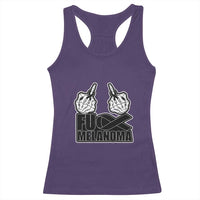 Fuck Melanoma Racerback Tank Top Skeleton Hand Black Ribbon Awareness