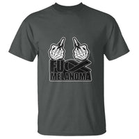 Fuck Melanoma T Shirt Skeleton Hand Black Ribbon Awareness