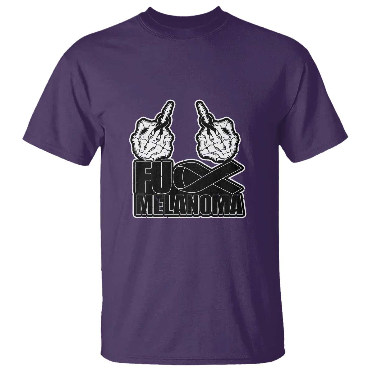 Fuck Melanoma T Shirt Skeleton Hand Black Ribbon Awareness