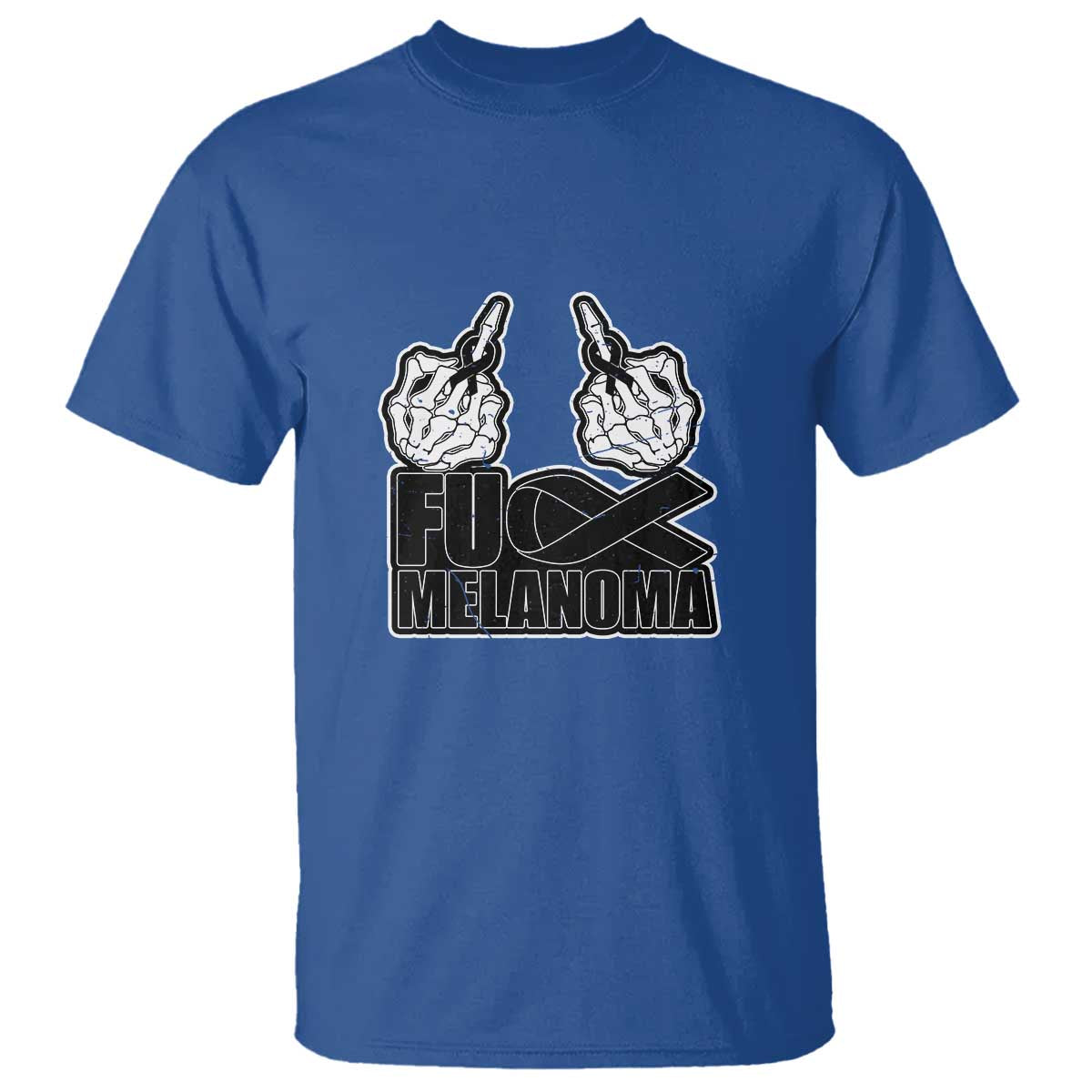 Fuck Melanoma T Shirt Skeleton Hand Black Ribbon Awareness