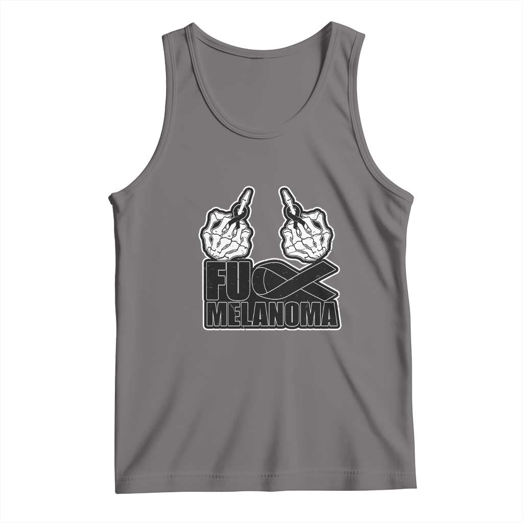Fuck Melanoma Tank Top Skeleton Hand Black Ribbon Awareness