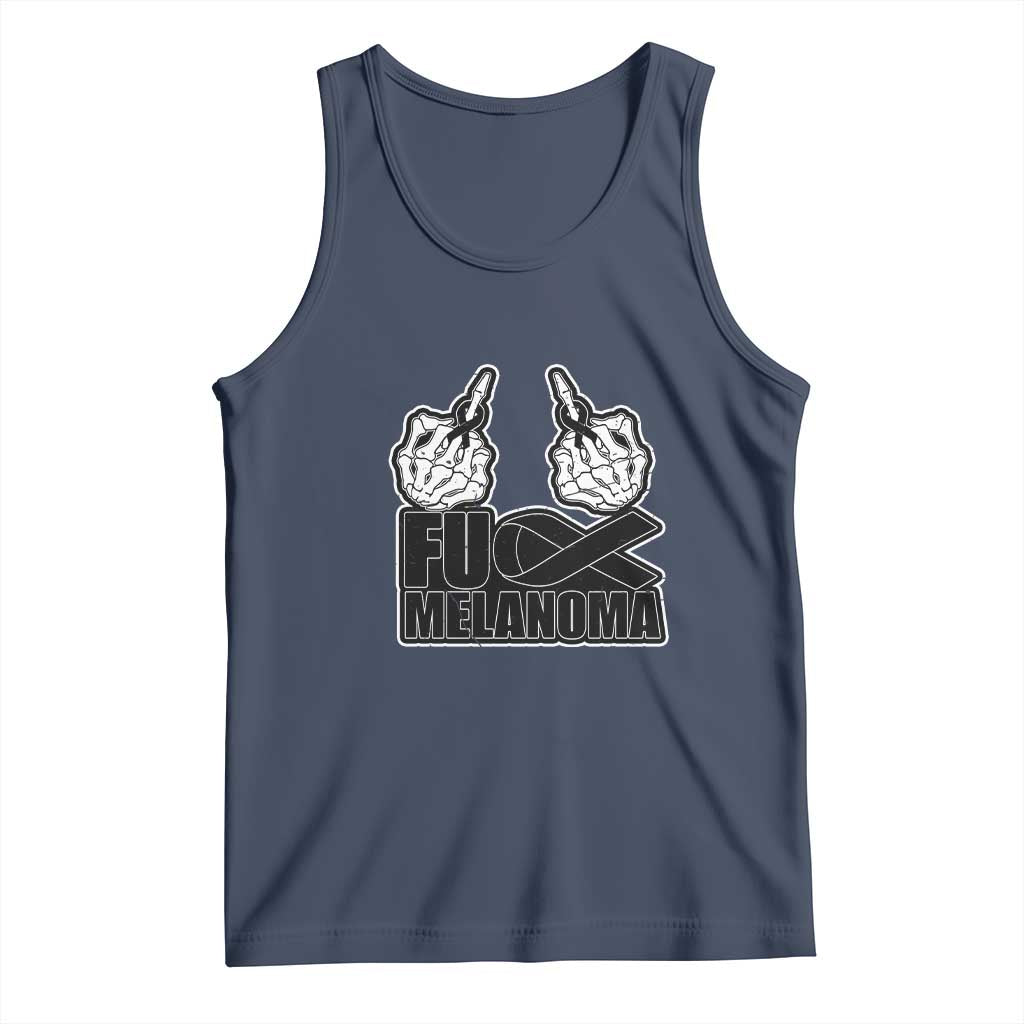 Fuck Melanoma Tank Top Skeleton Hand Black Ribbon Awareness