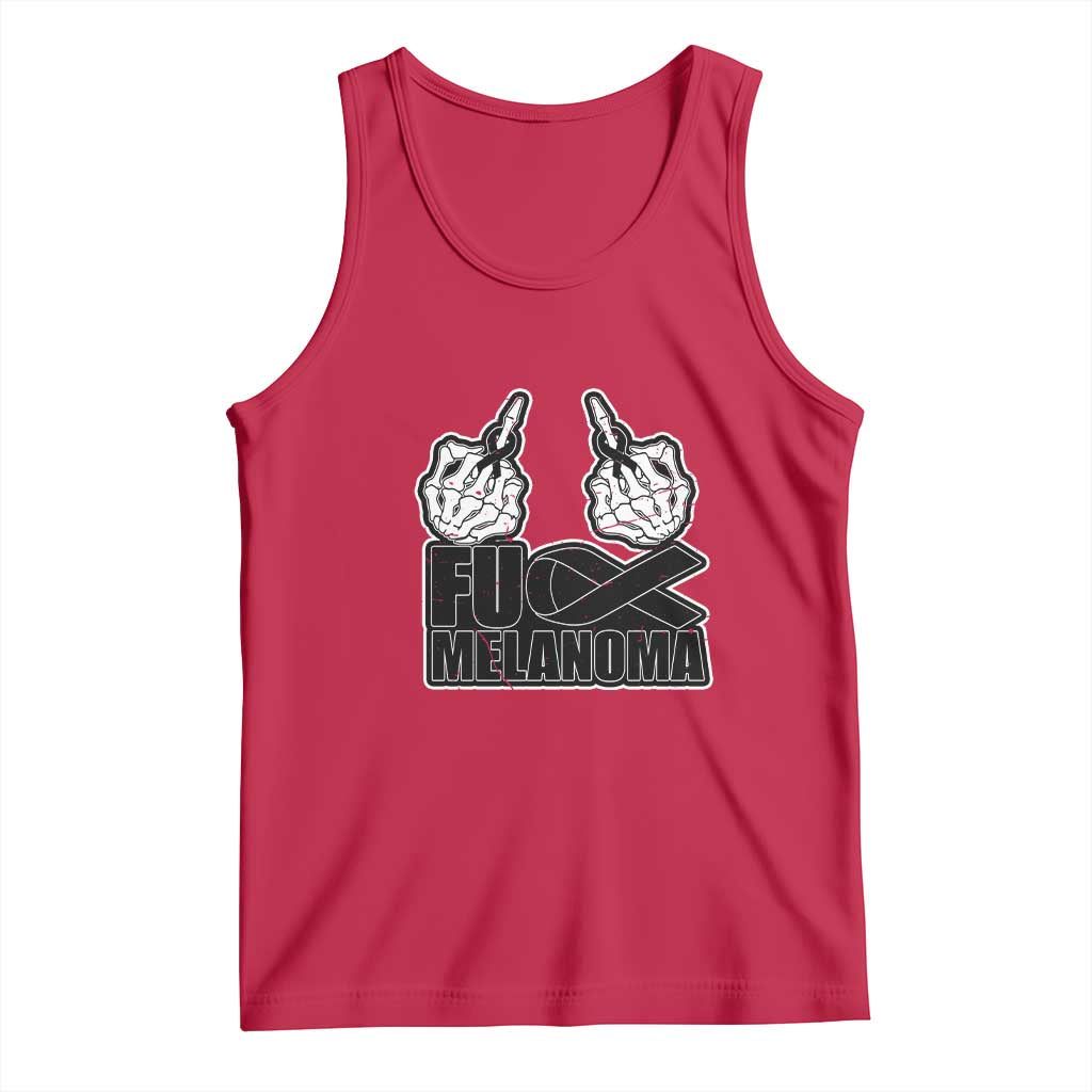 Fuck Melanoma Tank Top Skeleton Hand Black Ribbon Awareness