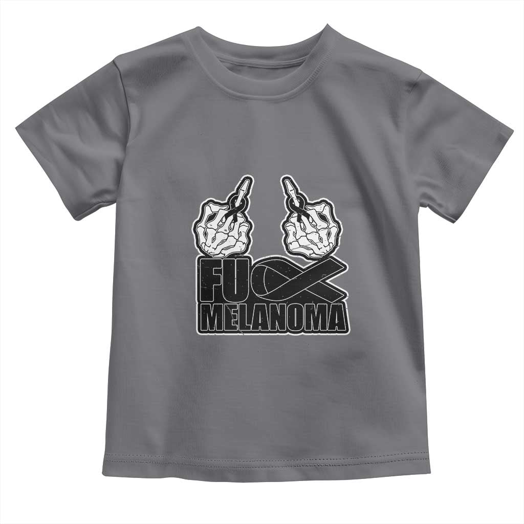 Fuck Melanoma Toddler T Shirt Skeleton Hand Black Ribbon Awareness
