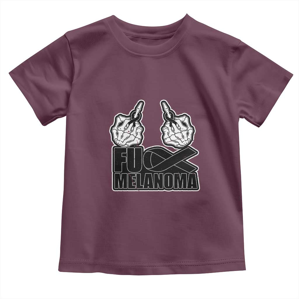 Fuck Melanoma Toddler T Shirt Skeleton Hand Black Ribbon Awareness