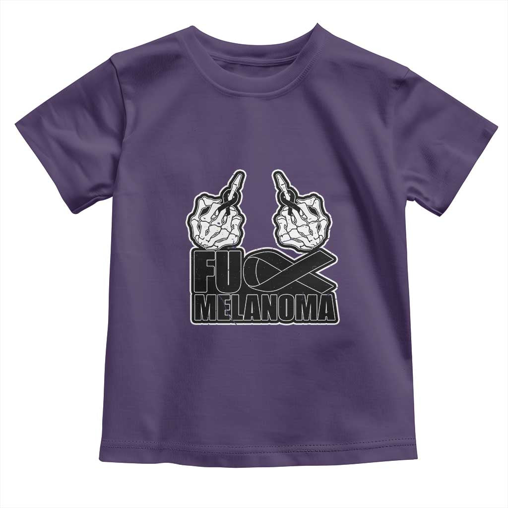 Fuck Melanoma Toddler T Shirt Skeleton Hand Black Ribbon Awareness