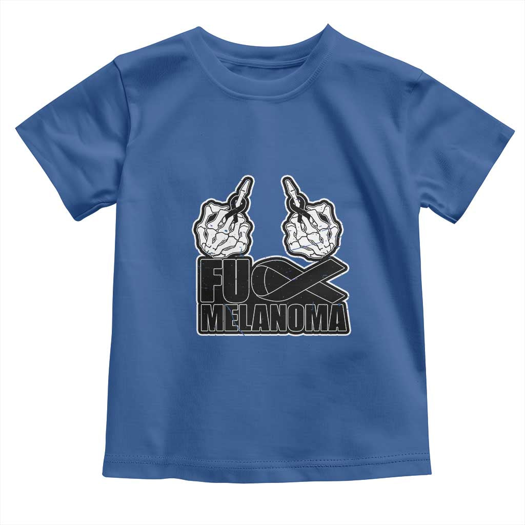 Fuck Melanoma Toddler T Shirt Skeleton Hand Black Ribbon Awareness