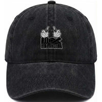 Fuck Melanoma Washed Cotton Baseball Cap Skeleton Hand Black Ribbon Awareness