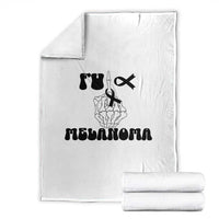 Fuck Melanoma Awareness Throw Blanket Skeleton Hand Ribbon Warrior Gift