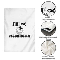 Fuck Melanoma Awareness Garden Flag Skeleton Hand Ribbon Warrior Gift