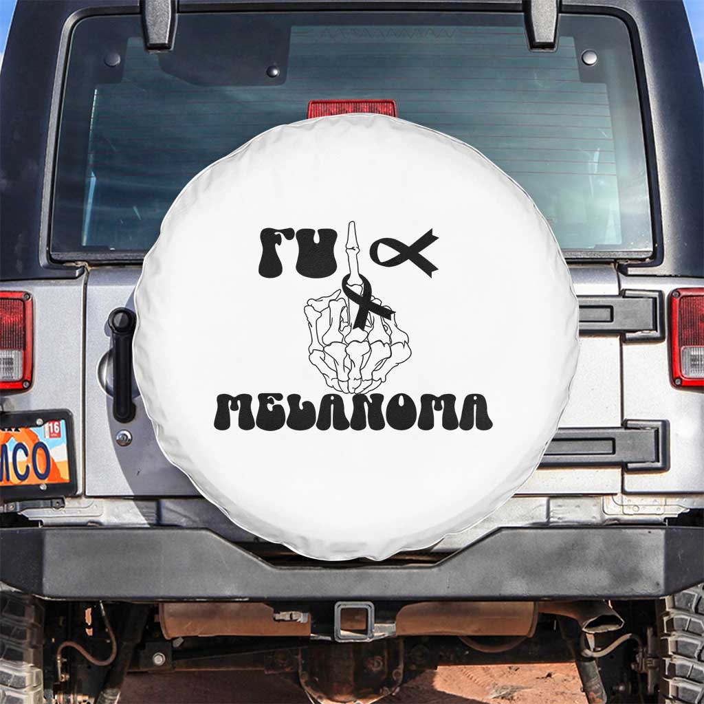 Fuck Melanoma Awareness Spare Tire Cover Skeleton Hand Ribbon Warrior Gift