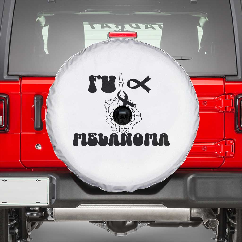 Fuck Melanoma Awareness Spare Tire Cover Skeleton Hand Ribbon Warrior Gift