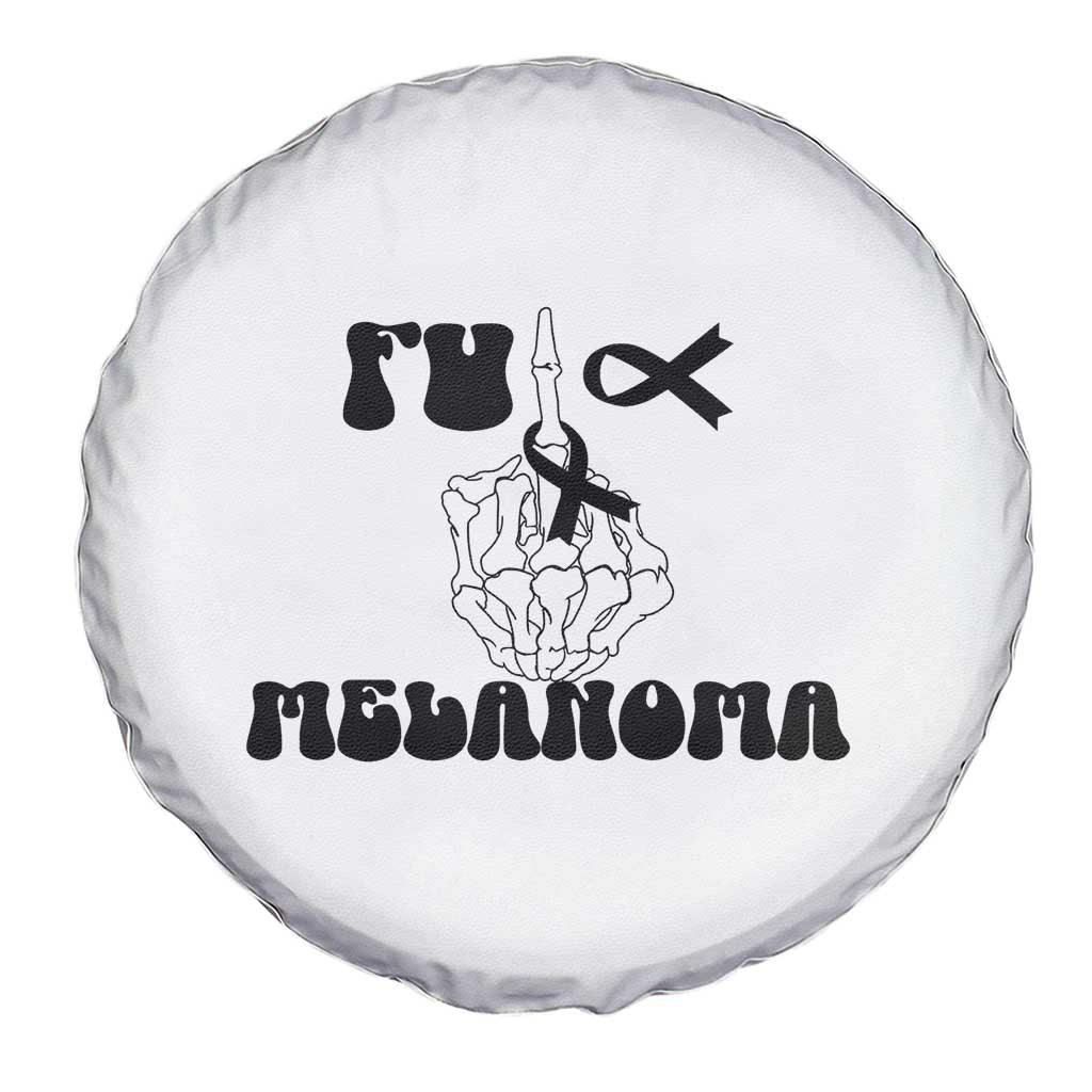 Fuck Melanoma Awareness Spare Tire Cover Skeleton Hand Ribbon Warrior Gift