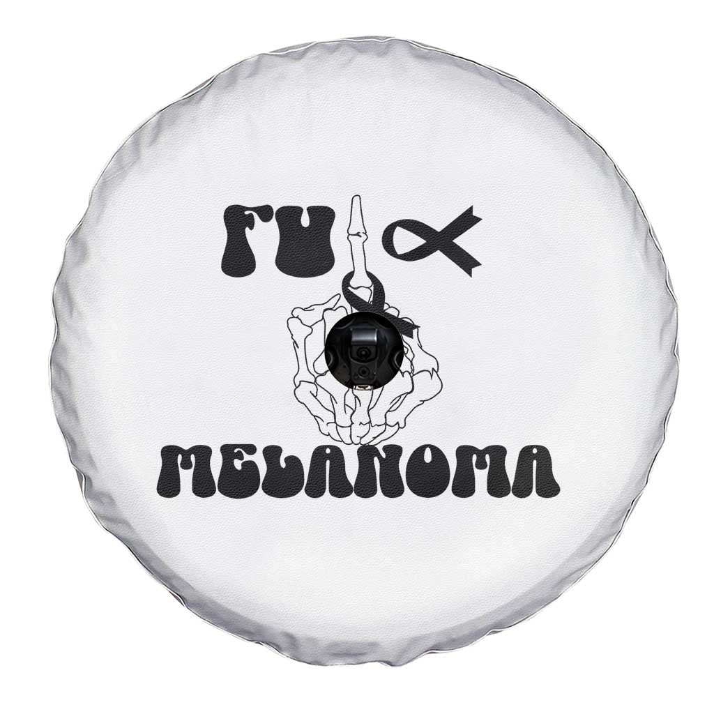 Fuck Melanoma Awareness Spare Tire Cover Skeleton Hand Ribbon Warrior Gift
