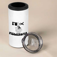 Fuck Melanoma Awareness 4 in 1 Can Cooler Tumbler Skeleton Hand Ribbon Warrior Gift