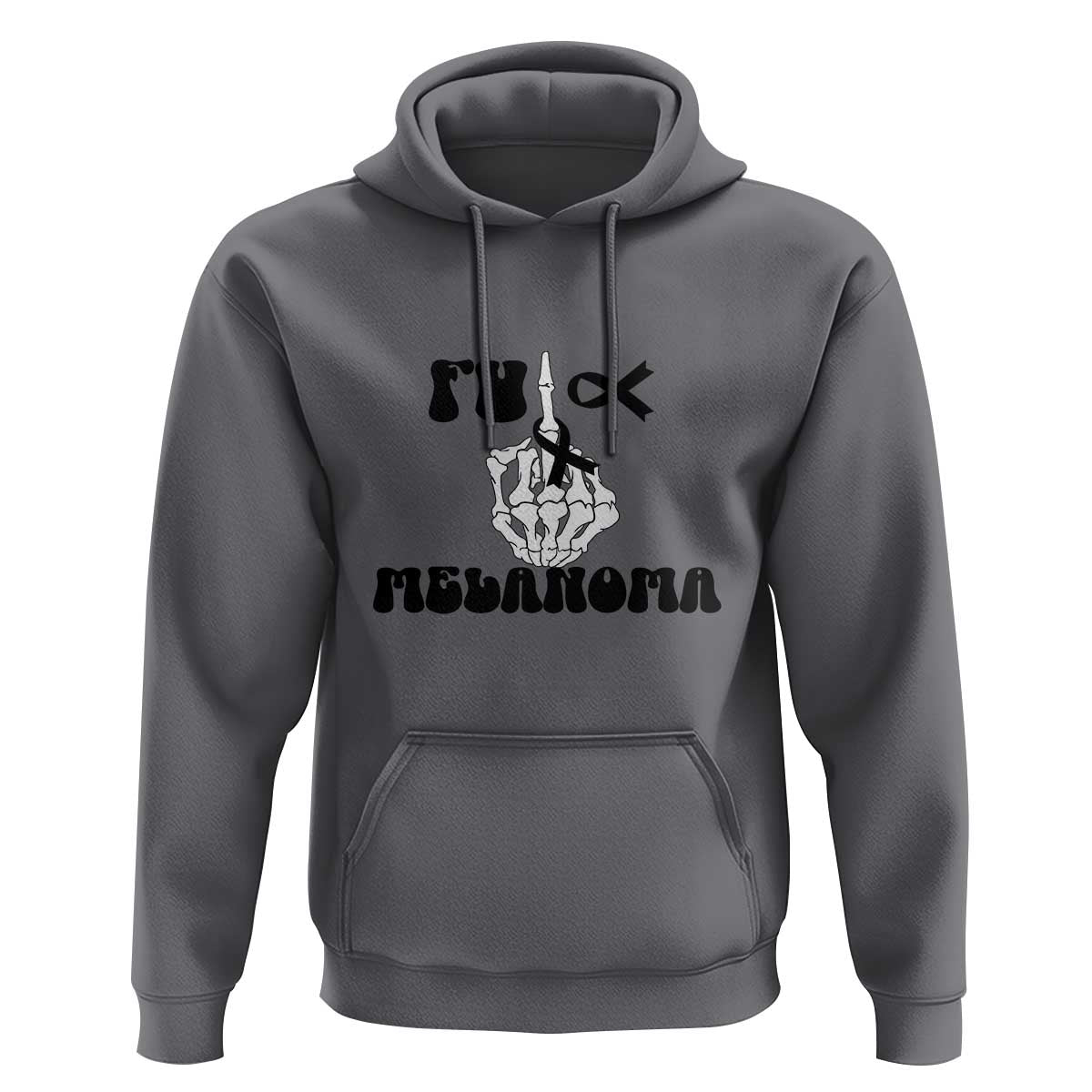 Fuck Melanoma Awareness Hoodie Skeleton Hand Ribbon Warrior Gift