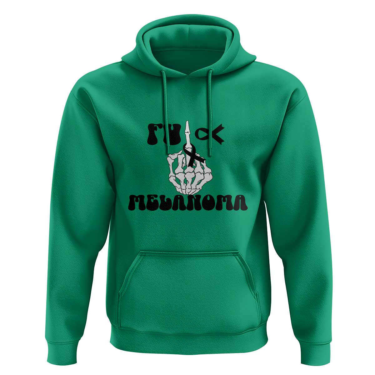 Fuck Melanoma Awareness Hoodie Skeleton Hand Ribbon Warrior Gift
