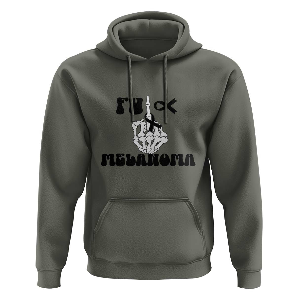 Fuck Melanoma Awareness Hoodie Skeleton Hand Ribbon Warrior Gift