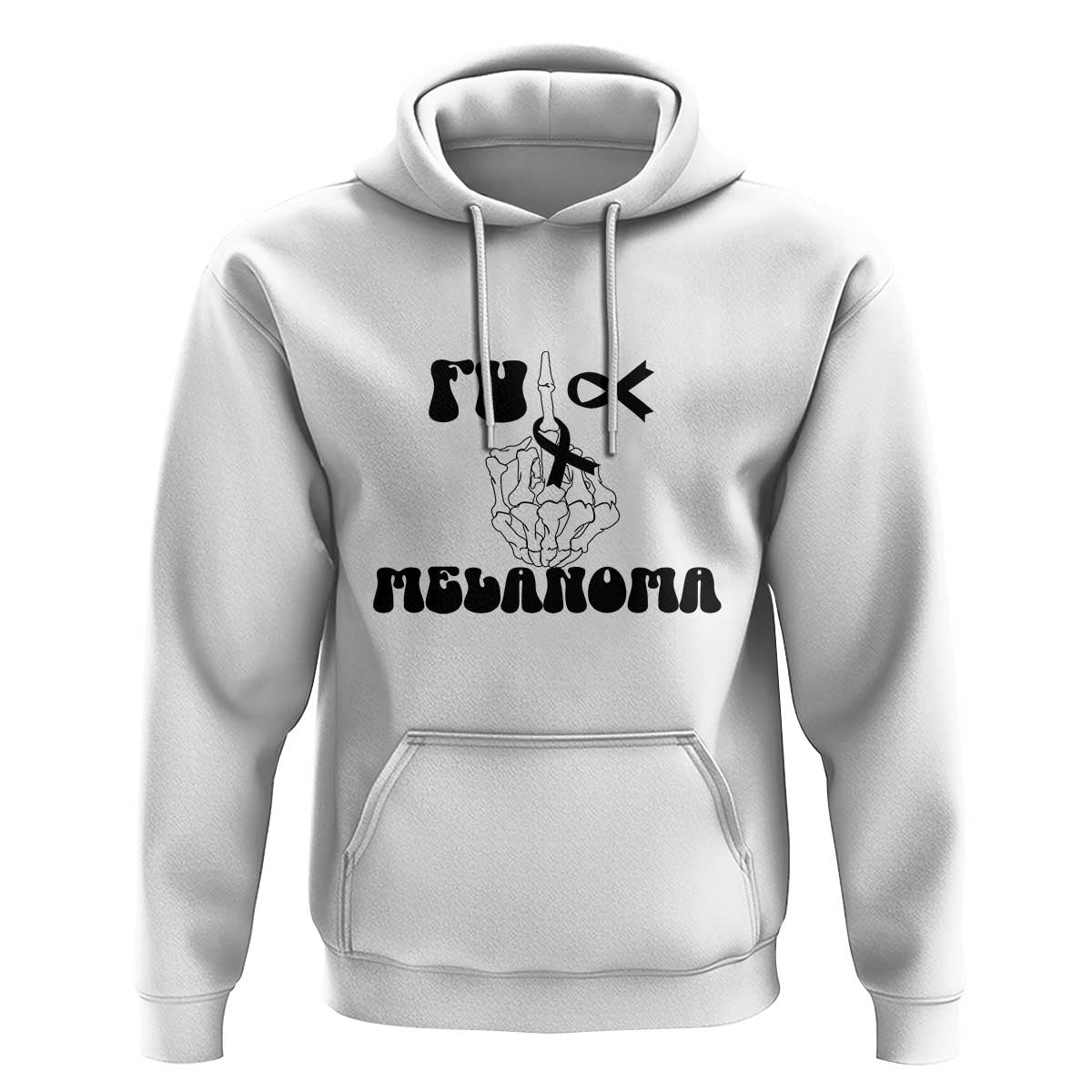 Fuck Melanoma Awareness Hoodie Skeleton Hand Ribbon Warrior Gift