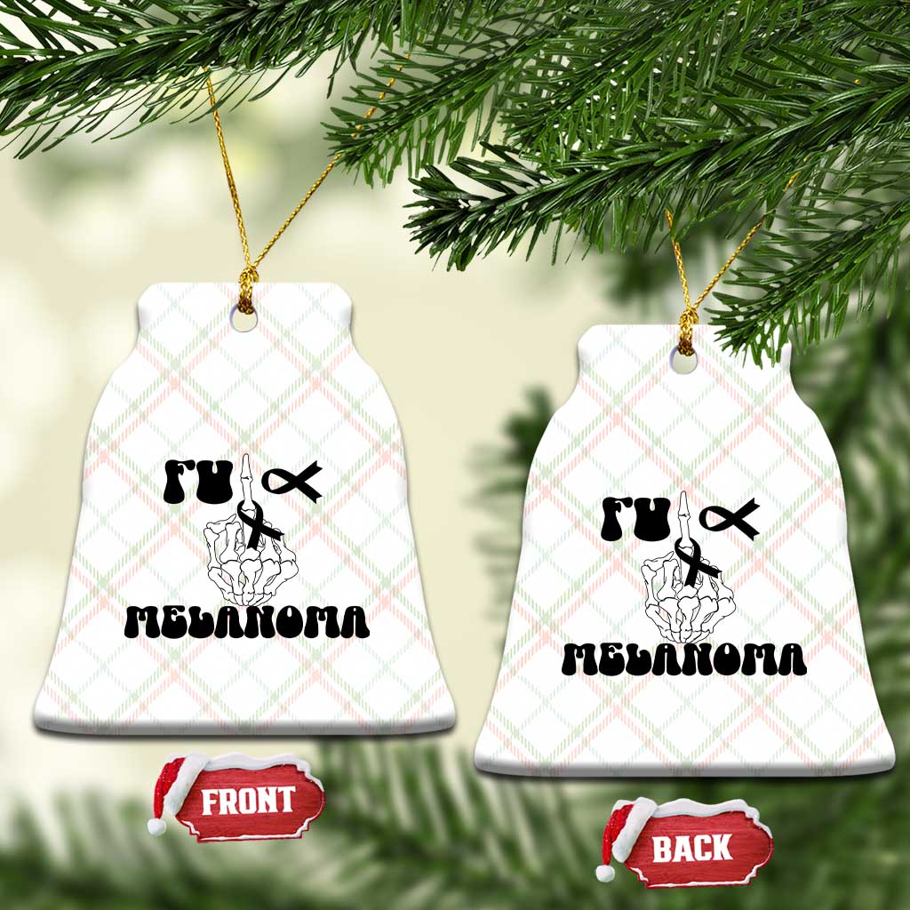 Fuck Melanoma Awareness Ceramic Ornament Skeleton Hand Ribbon Warrior Gift
